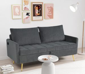 Sofá Divano de terciopelo Loveseat con almacenamiento Love Seat, sofás <span class=keywords><strong>para</strong></span> dormitorio, sala de estar, oficina, dormitorio, puertos de carga USB - Product Image 6