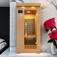 Sauna intérieur en bois massif de pruche pour 1 personne, faible EMF, combinaison infrarouge lointain et lumière rouge, chauffage électrique, panneau de commande informatique