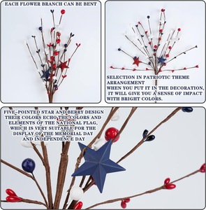 Decorazioni per la festa del 4 luglio di Pafu: kit fai da te per la tavola, decorazioni a tema patriottico, steli artificiali <span class=keywords><strong>con</strong></span> bacche. - Product Image 4