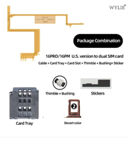 Adaptateur Wylie Esim DUAL SIM pour iPhone 16, 16 PLUS, 16 Pro, 16 PRO Max Version USA, Lecteur de carte SIM simple/double avec fente flexible et plateau