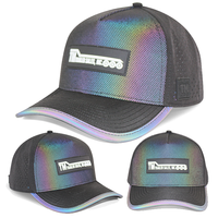 Casquette HS41 personnalisée en PVC à 5 panneaux, perforée au laser, imperméable, en tissu réfléchissant irisé, pour le cyclisme et le golf en extérieur
