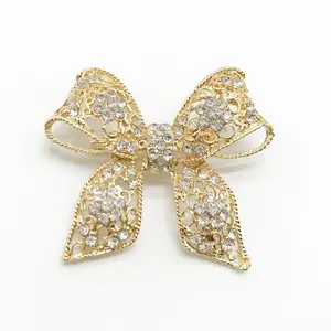 High quality Bow brooch with chain diamante brooches for weddings hair brooches jewelry