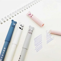 Stylos gel effaçables créatifs pour enfants, motif animaux, encre noire et bleue, papeterie personnalisable, style coréen mignon