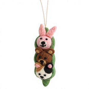 Meilleur ensemble d'animaux en laine certifiée 100% faits main de l'Himalaya (lapin, ours, panda) pour décoration murale de Noël, écologique - Product Image 3