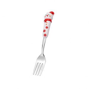 Ensemble de cuillères et fourchettes de Noël en or et argent, cuillère à café motif élan, cuillère en acier inoxydable mignonne de dessin animé, cadeau poupée Père Noël - Product Image 2