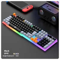 Keyboard dan Mouse Combo T26 Tiga Warna Berkabel dengan Lampu LED 104-tombol, Desain Baru dengan Backlit LED Visibilitas Tinggi, Langsung dari Pabrik, OEM