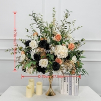 FB2216 Bouquet de fleurs en boule noir et orange de 70 cm, arrangement floral pour table, centre de table de mariage, décoration d'événements