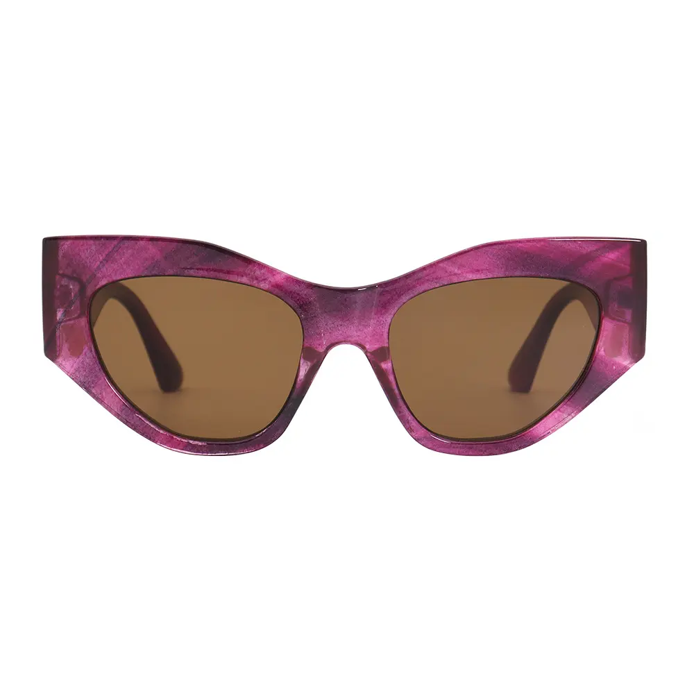 VIFF HP22681 Cat Eye Retro Vintage Purple Plastic Stocked Sunglasses for Women