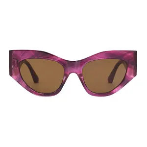 VIFF HP22681 Cat Eye Retro Vintage Purple Plastic Stocked Sunglasses For Women