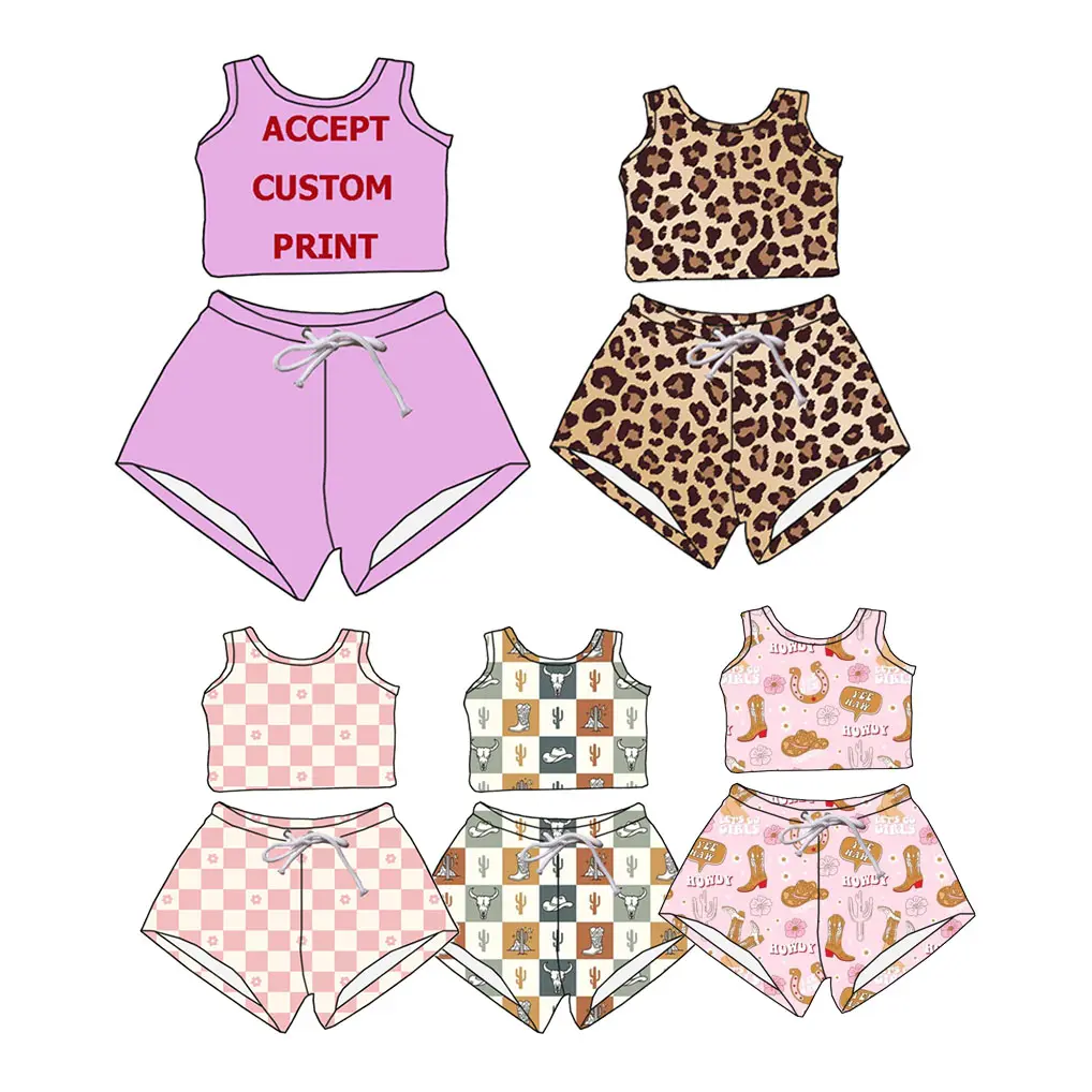 Neuzugang Tank-Crop-Top Shirt Shorts 2-teiliges Set Mädchen Sommer-Outfits Kinder Lounge-Sets