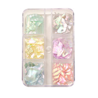 6 Grille Haute Brillance 3D Nail Art Décoration 3D Charmes Couleur Mince Symphonie Tranches De Métal Glitter Abalone Shell Flakes DIY Paillette