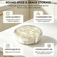 Boîte de rangement transparente à 9 compartiments, portable et anti-poussière, pour épices, fruits, aliments secs et snacks, avec couvercle et poignée