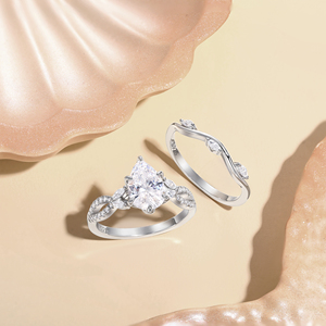 Custom Supplier S925 <b>Silver</b> Fine Jewelry Stackable <b>Rings</b> Set Pear Cut Diamond Prong Setting Cubic Zirconia Engagement <b>Ring</b> Party - Product Image 5