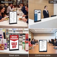 Présentoir de comptoir double face JH-Mech pour menus, support de signalisation robuste avec plaque épaissie, porte-panneau de table en métal