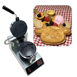 Machine à gaufres électrique rotative antiadhésive pour hôtels et pâtisseries, avec moules personnalisés en forme d'animaux mignons - Product Image 1