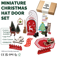 En gros, Ensemble de portes de lutin de Noël miniatures pour maison de poupée 1:12, Kit de scène de cabane magique rouge en bois, Décorations d'arbre, de traîneau du Père Noël et de rennes, Usine OEM