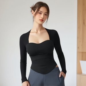 Maglietta a maniche lunghe da <span class=keywords><strong>donna</strong></span>, design elegante e alla moda, vestibilità slim che esalta la silhouette, top che conferisce un look sexy e femminile. - Product Image 6