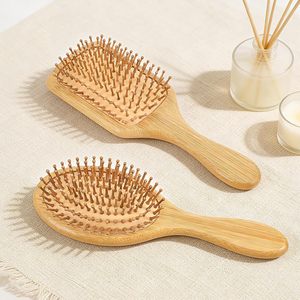 100% Pure Bamboo Detangle Hair <b>Brush</b> Natural Wooden Pin Paddle Massage <b>Brush</b> Cushion Hairbrush - Product Image 1