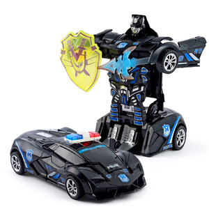 Jouet robot voiture de police transformable blanc bleu jaune en plastique pour enfants de 5 à 7 ans unisexe - Product Image 2