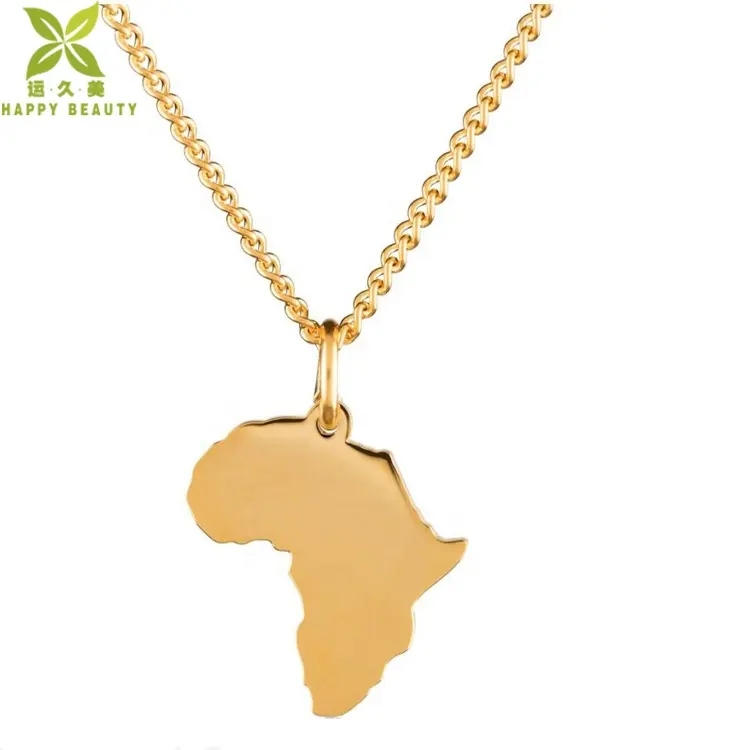 Collar y pendientes con colgante de mapa de áfrica chapados en oro de 18 quilates con joyería personalizada del mapa del mundo
