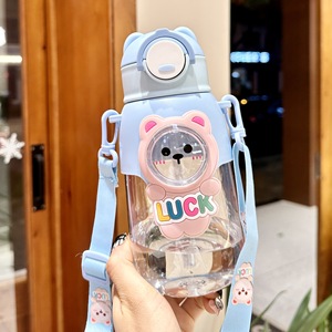 Cute Kawaii Cartoon Student School Travel Water <b>Cup</b> Large Capacity Water Bottle with <b>Straw</b> for Girls Kids Made of PC Material - Product Image 4