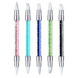 Dual-Head Silicone Nail Art Pen Drawing Hollow Carving Embossing Dotting Tool Rhinestone Acrylic Handle Manicure Salon Wholesale - Product Image 1