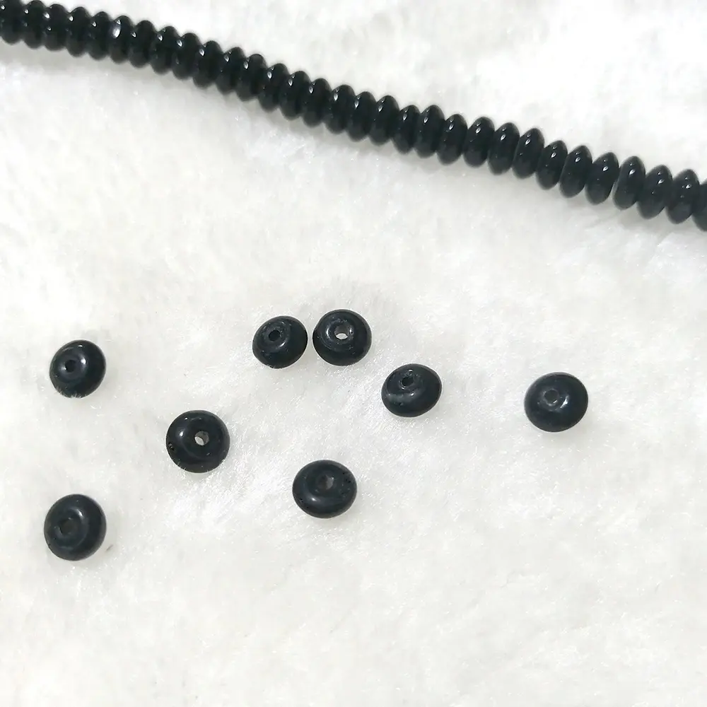 Wholesale Factory Price Solid Black Color Crystal Rondelle Full Hole Glass Beads 3x6mm Spacer Beads