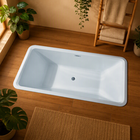 Baignoire autoportante rectangulaire en acrylique écologique certifiée CUPC, moderne, pour appartements, villas et hôtels