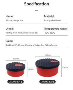 Boîte à lunch en silicone avec logo personnalisé, de qualité alimentaire, compatible micro-ondes, lave-vaisselle, congélateur, écologique, réutilisable, avec couvercle - Product Image 5