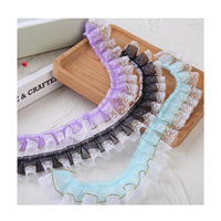 Bordure en dentelle à pois de 3,5 cm (1,4 pouce) à bords dorés, style nordique, en polyester transparent, pour vêtements, sacs, textiles de maison et artisanat DIY