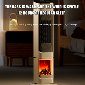 Ventilateur chauffant électrique sur pied en métal 2000W, portable, céramique PTC, minuterie 12 heures, contrôle tactile, effet de flamme 3D, rapide - Product Image 4