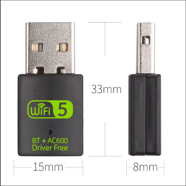 Wireless USB Wifi Adapter for Desktop PC 600mbps 2.4/5G Receiver New Condition DC Output