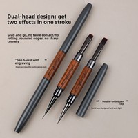 Juego de 3 pinceles de doble punta para decoración de uñas, mango de madera de sándalo, herramienta para pintar con gel UV, dibujo degradado