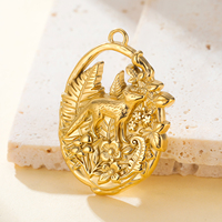 Liontin Hewan Seri Hutan dari Baja Anti Karat untuk Gelang Grosir, Liontin Rubah Bunga Berlapis Emas, Aksesoris untuk Pembuatan Perhiasan