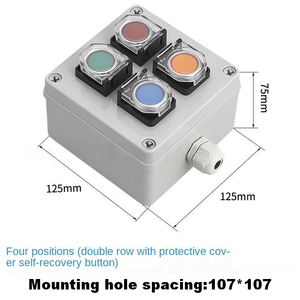 Boîtier de boutons à réinitialisation automatique à 4 voies avec couvercle de protection, station de contrôle industrielle à double rangée résistante aux intempéries IP65, boîtier de boutons - Product Image 2