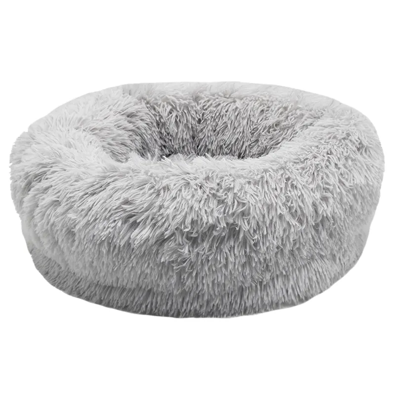 Custom Pet Dog cuccetta comodo Cuddler letto rotondo peloso colorato in pile di corallo grande Calm rotondo ciambella letto per cani con cerniera