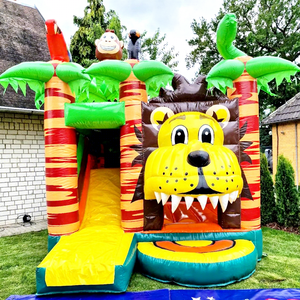 Aufblasbare safari-lowen-hupfburg <b>inflatable</b> jungle bouncy castle with slide commercial kids bounce <b>house</b> combo for party - Product Image 1