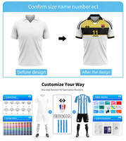 Seragam Jersey Sepak Bola Amerika Custom Bahan Mesh 100% Poliester Kerah V Unisex Bernapas Lengan Pendek Bermotif Musim Panas Anti-Bakteri