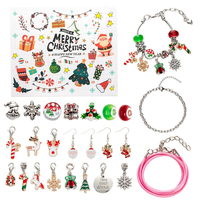 Weihnachts-Adventskalender Charm-Armband-Set für Damen mit Natursteinen, DIY 24 Überraschungen, Weihnachtsgeschenk