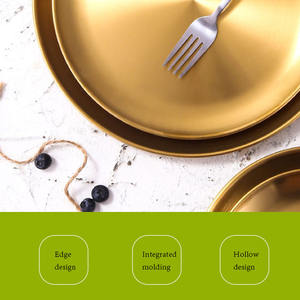 Nouveaux ustensiles de cuisine occidentaux en acier inoxydable de haute qualité, dorés, respectueux de l'environnement, plat à dessert, assiette à nourriture occidentale - Product Image 6