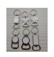 Métal Alliage de zinc Sublimation Blanc Bottom Opener Porte-clés Porte-clés pour le bricolage Promotion Cadeau