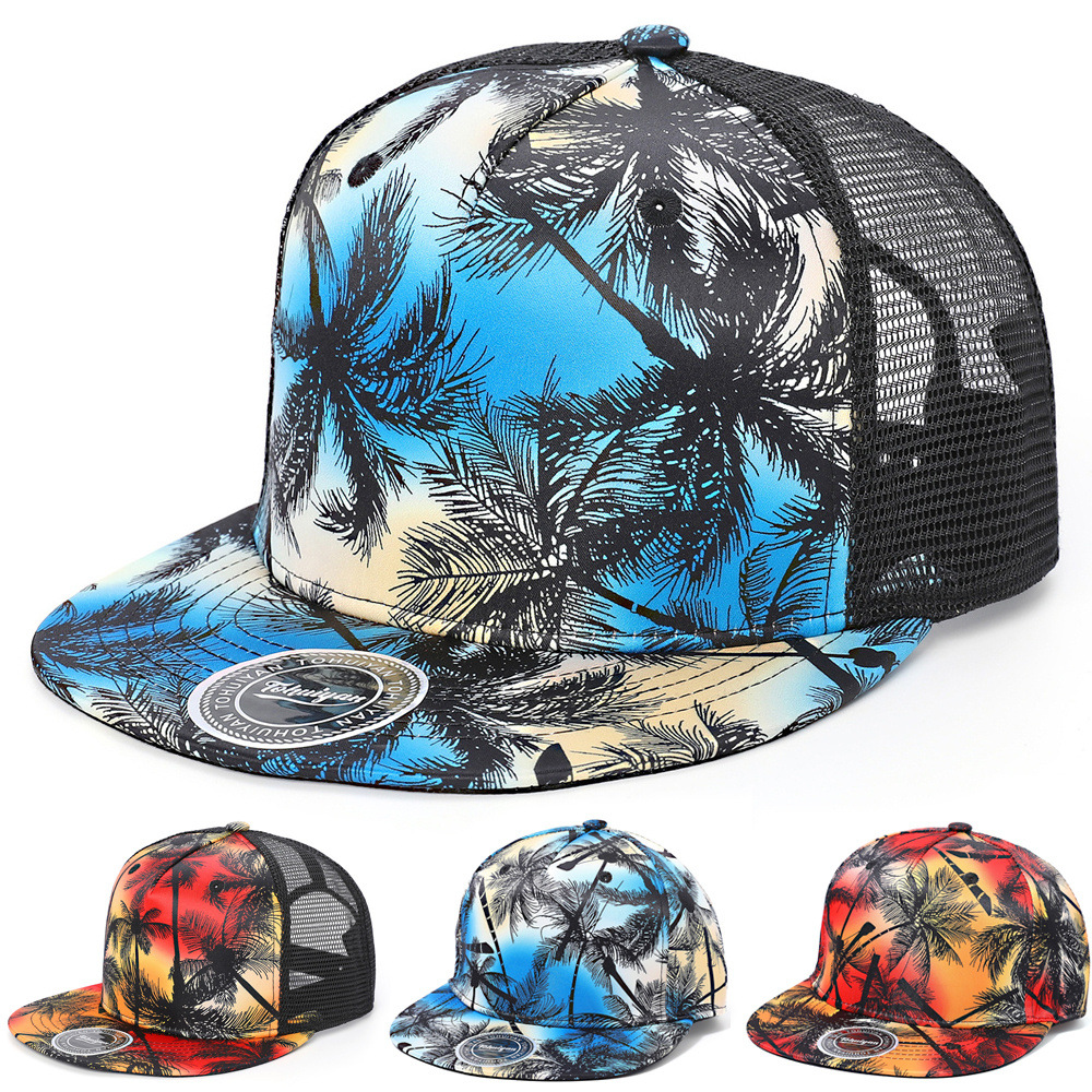 Hawaiian Flower Palm Tree Baseball Cap – Adjustable Dad Hat For Women & Men, Sun Protection, Casual Style