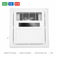 Chauffage PTC 3-en-1 pour salle de bain, monté au plafond, efficace, 2200W, chauffage rapide, ventilateur d'extraction, panneau LED, ventilation 280m³/h, certifié SAA