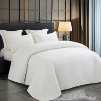 Lot de 3 couvre-lits matelassés en velours écologique style américain, taille King, en polyester, avec taies d'oreiller, couleur unie, vente en gros