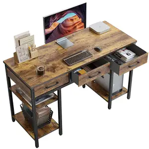 Kumaş çekmeceler ve depolama raf ile 47 inç bilgisayar masası küçük ofis ev masası çalışma yazı masası Modern basit masa
