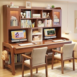โต๊ะทำงานไม้จริงสองชั้นพร้อมชั้นวางหนังสือสำหรับเด็ก รุ่น 828 สีขาว - Product Image 2