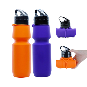 Silicone BPA <span class=keywords><strong>Free</strong></span> 750ml Có thể gập lại chai nước tái sử dụng du lịch cắm trại chạy phòng tập thể dục thể thao Silicone ráp chai nước - Product Image 1
