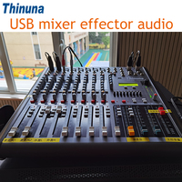 Console de mixage numérique stéréo 8 canaux Thinuna MX-F8 USB 48VDC Mixeur audio professionnel Mixeur de musique DJ pour groupes