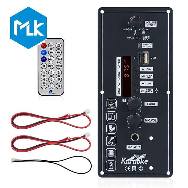MLK 10W Mini Car Audio Amplifier AUX/TF/USB/Mic Function 3.7V Li-Battery 5V Charging Compact Portable Power Amp