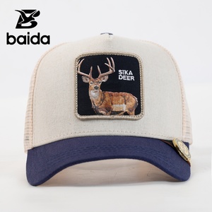 High Quality 5-Panel Mesh Trucker <b>Hats</b> Sika Deer Pattern Embroidered Cloth for <b>Summer</b> Performance Fishing Hip Hop Animal Cap - Product Image 1
